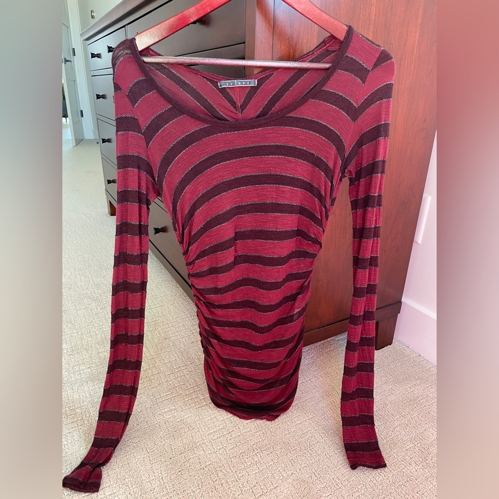 Velvet by Graham and Spencer ruched top with metallic detail.